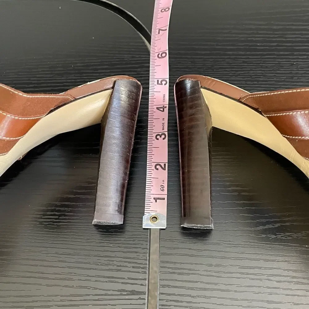 Circa Joan & David Brown Fabric Upper and Leather Sole Mule Sandal, 10